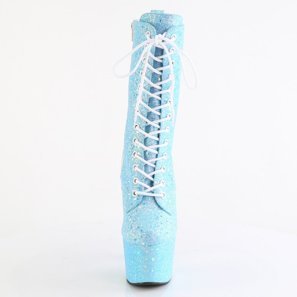 Glitter Platform Lace Up High Heel Ankle Boots - Picture 4 of 5
